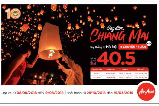 Thêm Hãng hàng không thẳng Hà Nội - Chiang Mai