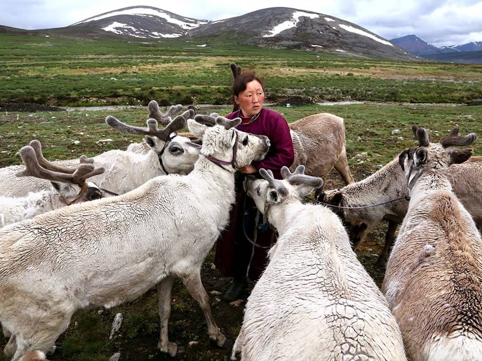 Người chăn tuần lộc, Mông Cổ: Pascal Mannaerts chụp bức ảnh ấn tượng này gần hồ Khovsgol, miền Bắc Mông Cổ. Anh cho biết việc gặp họ sau nhiều ngày rong ruổi trên ngựa qua rừng taiga và tuyết là một trải nghiệm khó quên. Ảnh: Pascal Mannaerts. 
